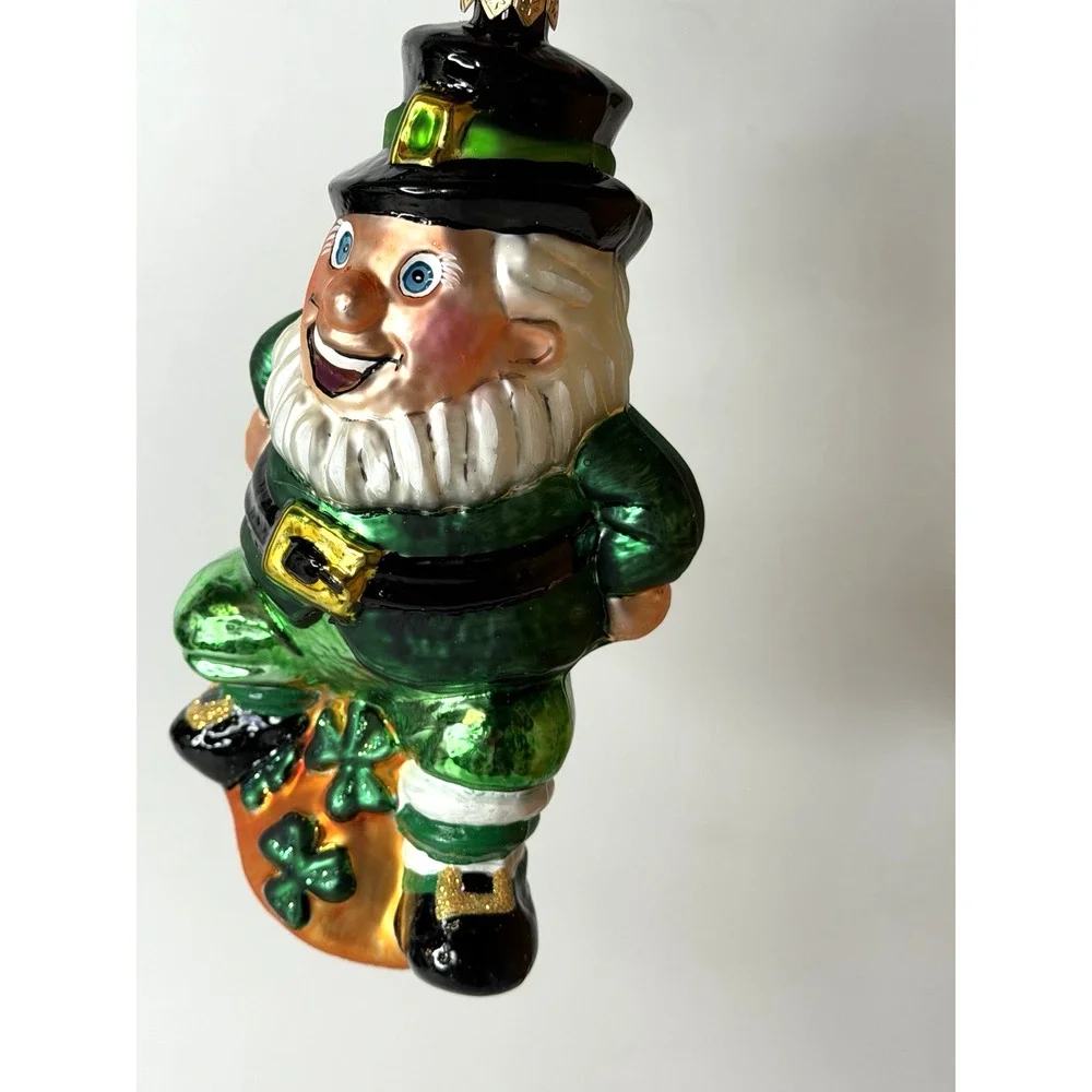 Christopher Radko Blarney Dance Leprechaun Glass Ornament Poland Tag 1999 Box